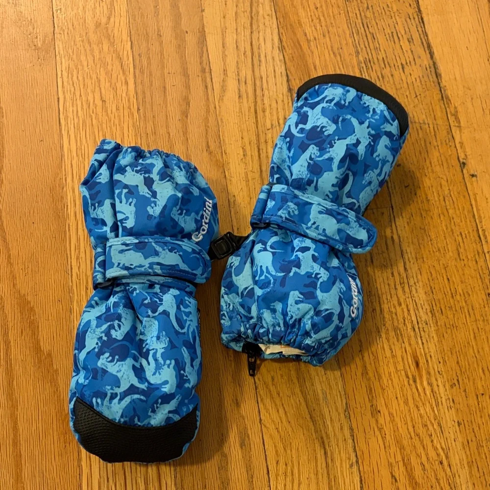 Gordini Blue Dinosaur Mittens for Kids